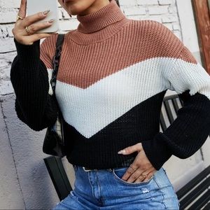 Beautiful woman turtleneck sweater